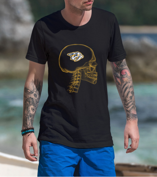 Nashville Predators Logo Inside Brain X-Ray Skull T-Shirt