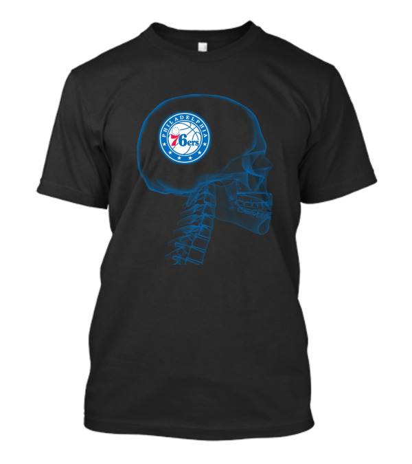Philadelphia 76ers Logo X-Ray Brain Halloween Theme T-Shirt