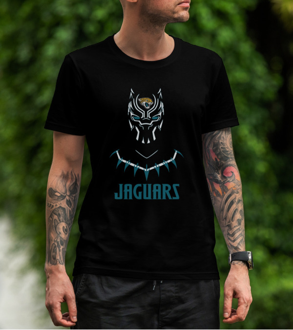 Jaguars Black Panther Helmet With Stylized Necklace Iconic T-Shirt