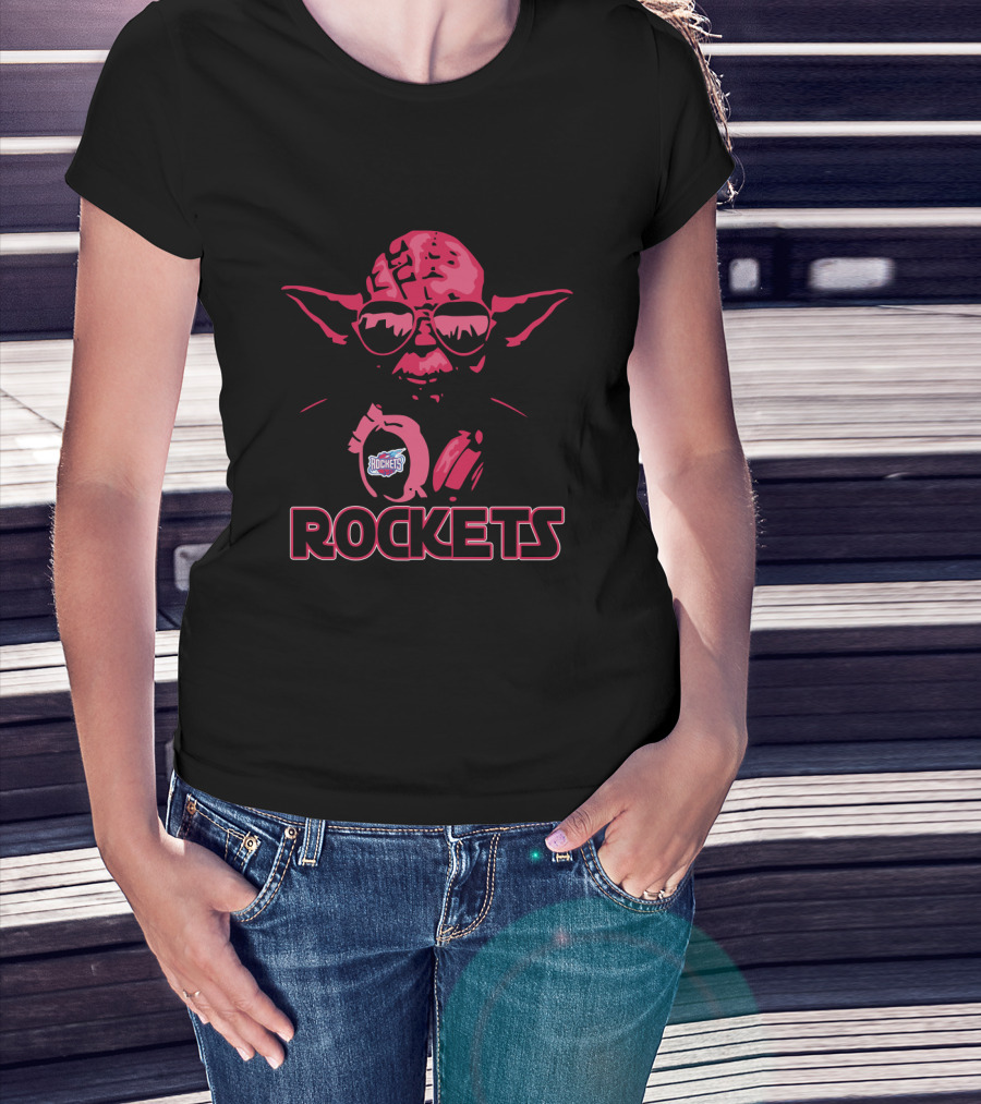 Yoda Star Wars Rockets Fans Wearing Sunglasses And Headphones T-Shirt