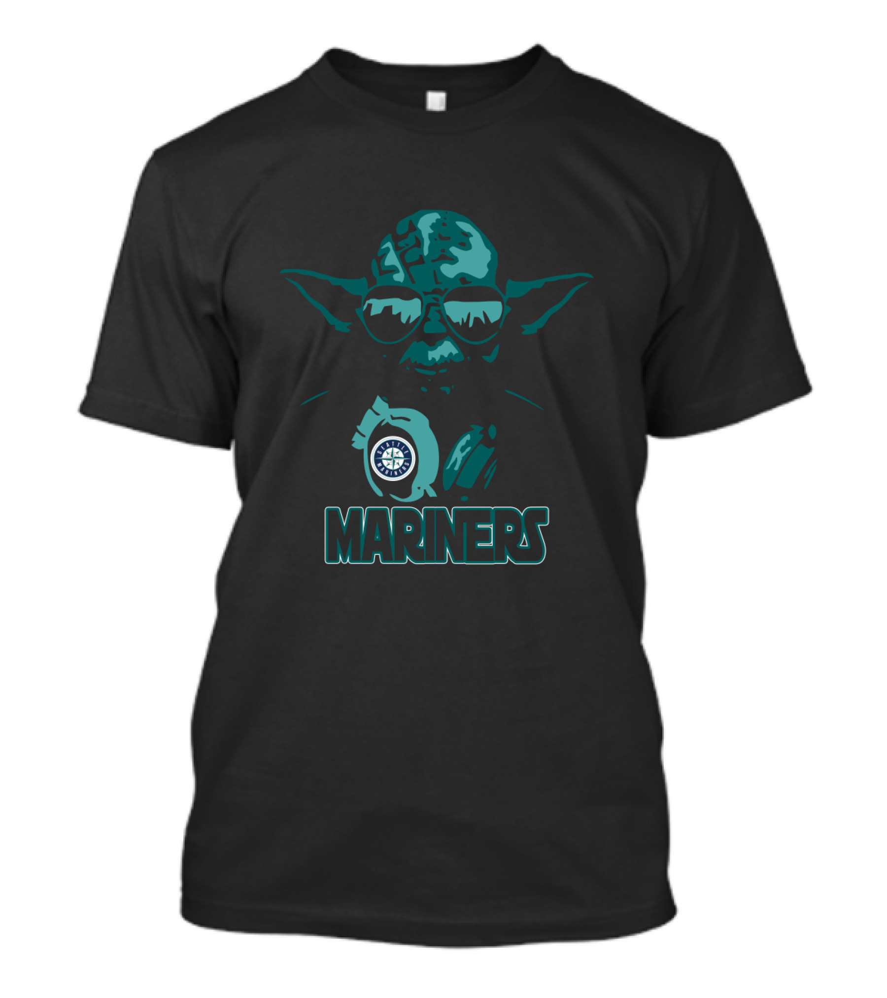 Yoda Mariners Seattle Star Wars Fans With Sunglasses And Seattle Mariners T-Shirt
