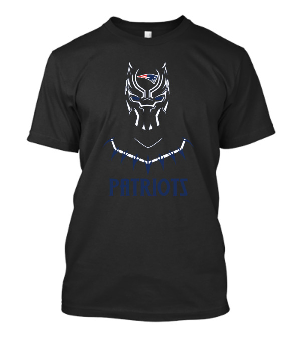 Black Panther Mask With New England Patriots Logo For Fans T-Shirt