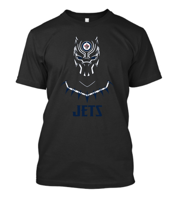 Black Panther Winnipeg Jets Logo Face With Jets T-Shirt