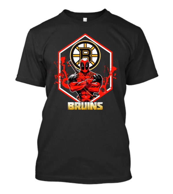 Deadpool Boston Bruins Crossover Fans NHL Hockey Comic Character T-Shirt