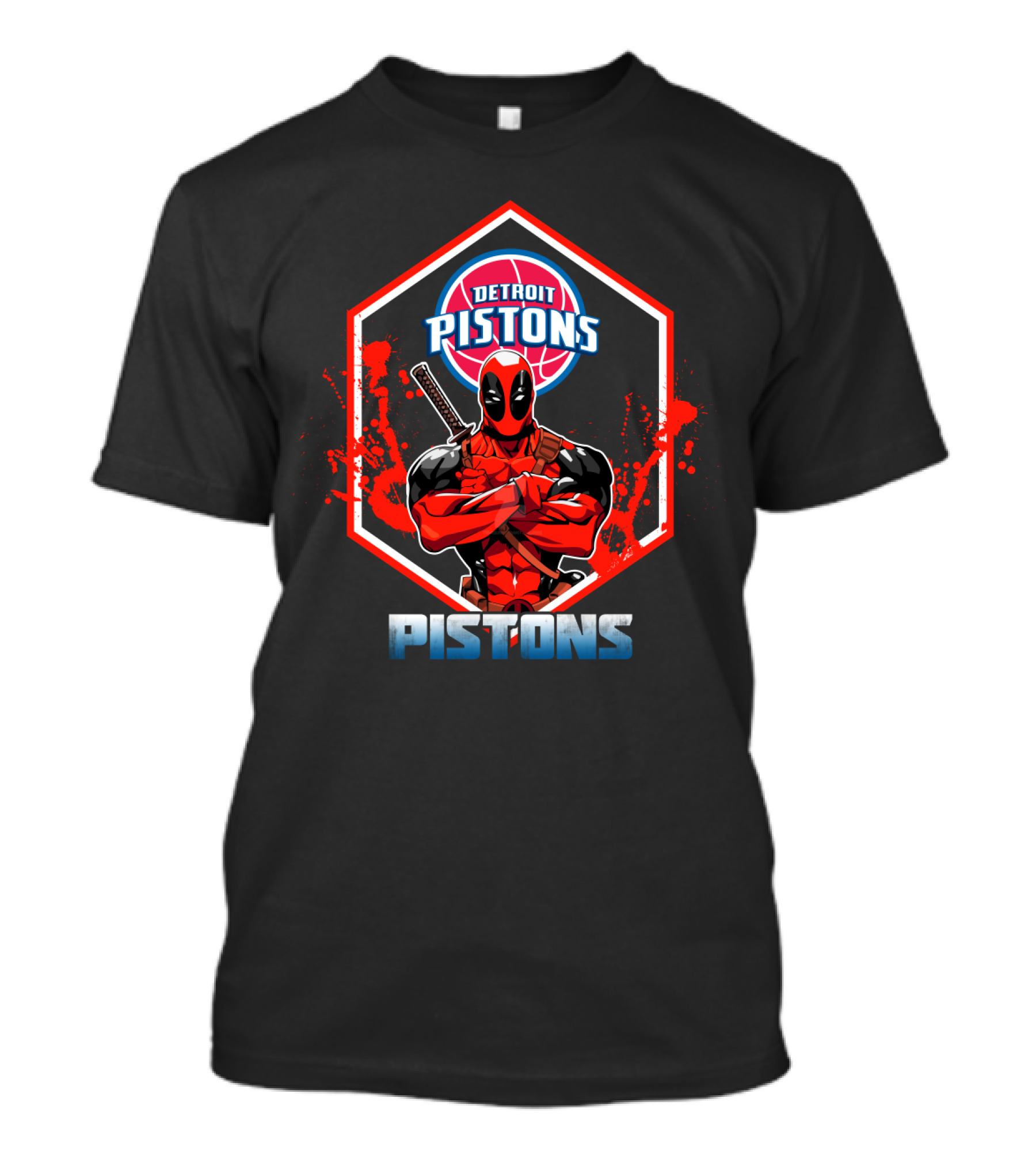 Deadpool Detroit Pistons Fans Marvel Crossover T-Shirt