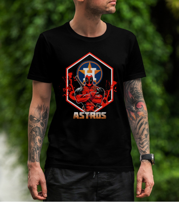 Deadpool Astros Crossover With Houston Baseball T-Shirt