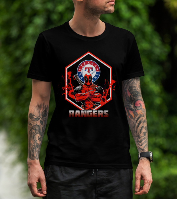 Deadpool Texas Rangers Crossover Fan Mashup Premium Baseball T-Shirt