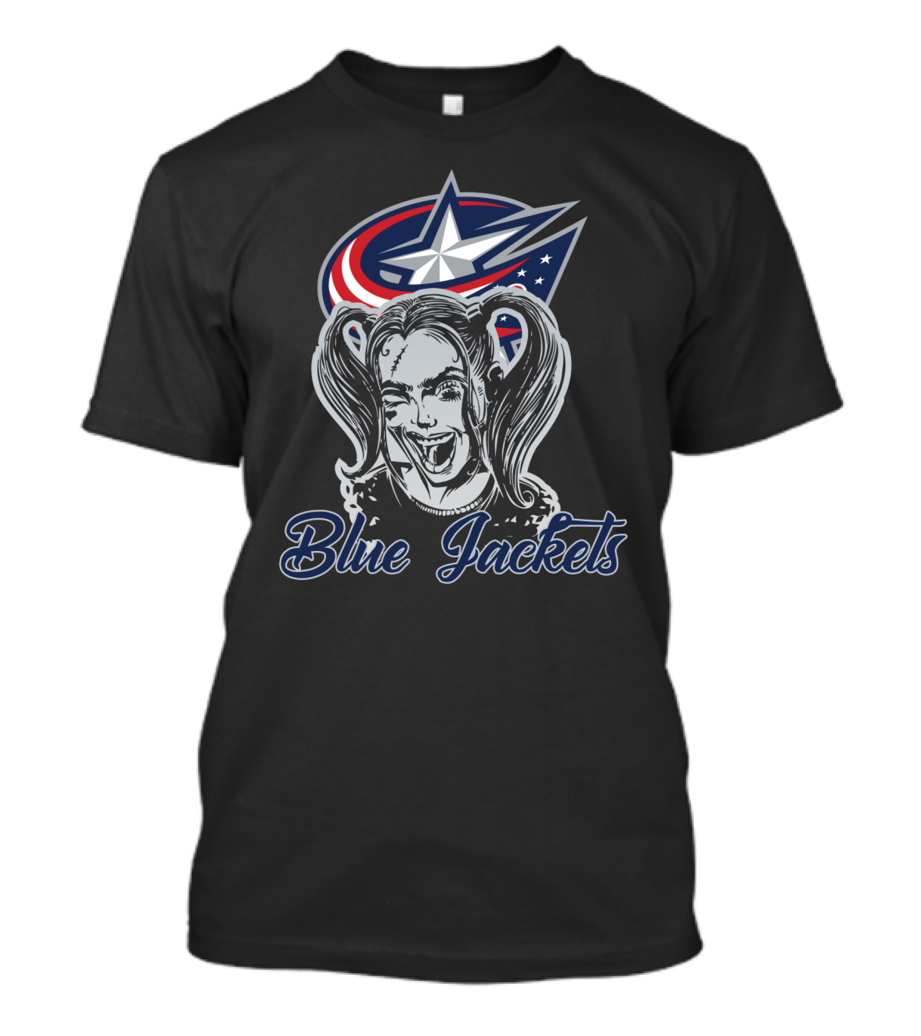 Harley Quinn & Columbus Blue Jackets Fan Blue Jackets T-Shirt