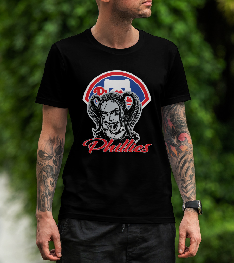 Harley Quinn Phillies Fan Philadelphia Phillies Logo Pigtails T-Shirt