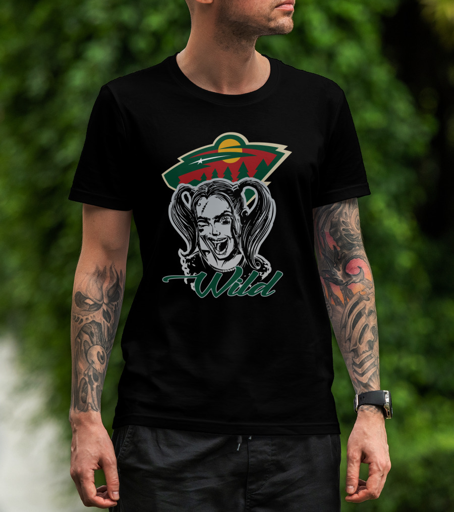 Harley Quinn Minnesota Wild Fans Wild Logo Mashup T-Shirt