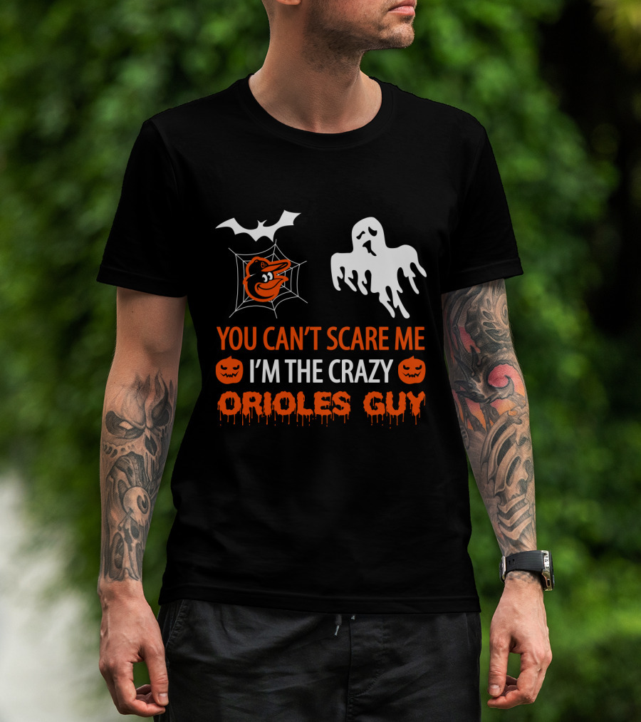 Crazy Orioles Guy Halloween Shirt With Ghost And Spiderweb T-Shirt