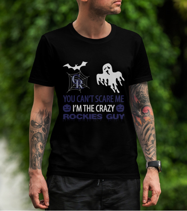 You Can't Scare Me I'm The Crazy Rockies Guy Halloween Ghost And Bat T-Shirt
