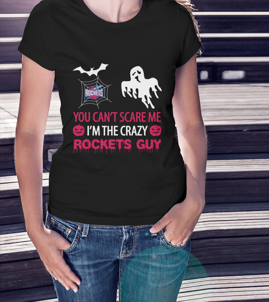 You Can't Scare Me I'm The Crazy Rockets Guy Halloween Ghost Bat Pumpkin T-Shirt