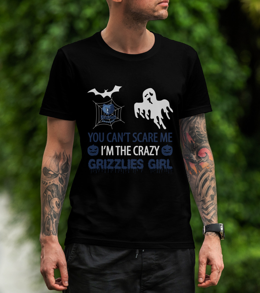 You Can't Scare Me I'm The Crazy Grizzlies Girl Halloween Memphis Grizzlies Ghost Bat T-Shirt