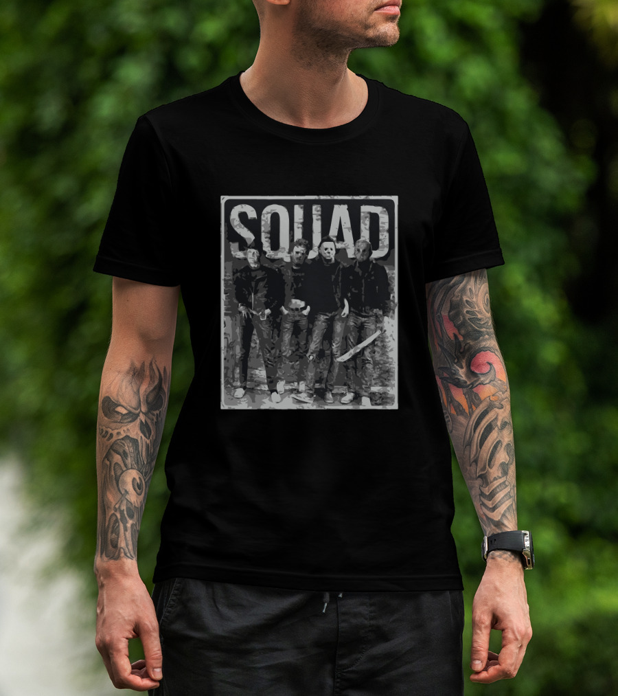 Squad Halloween Horror Masks And Weapons T-Shirt