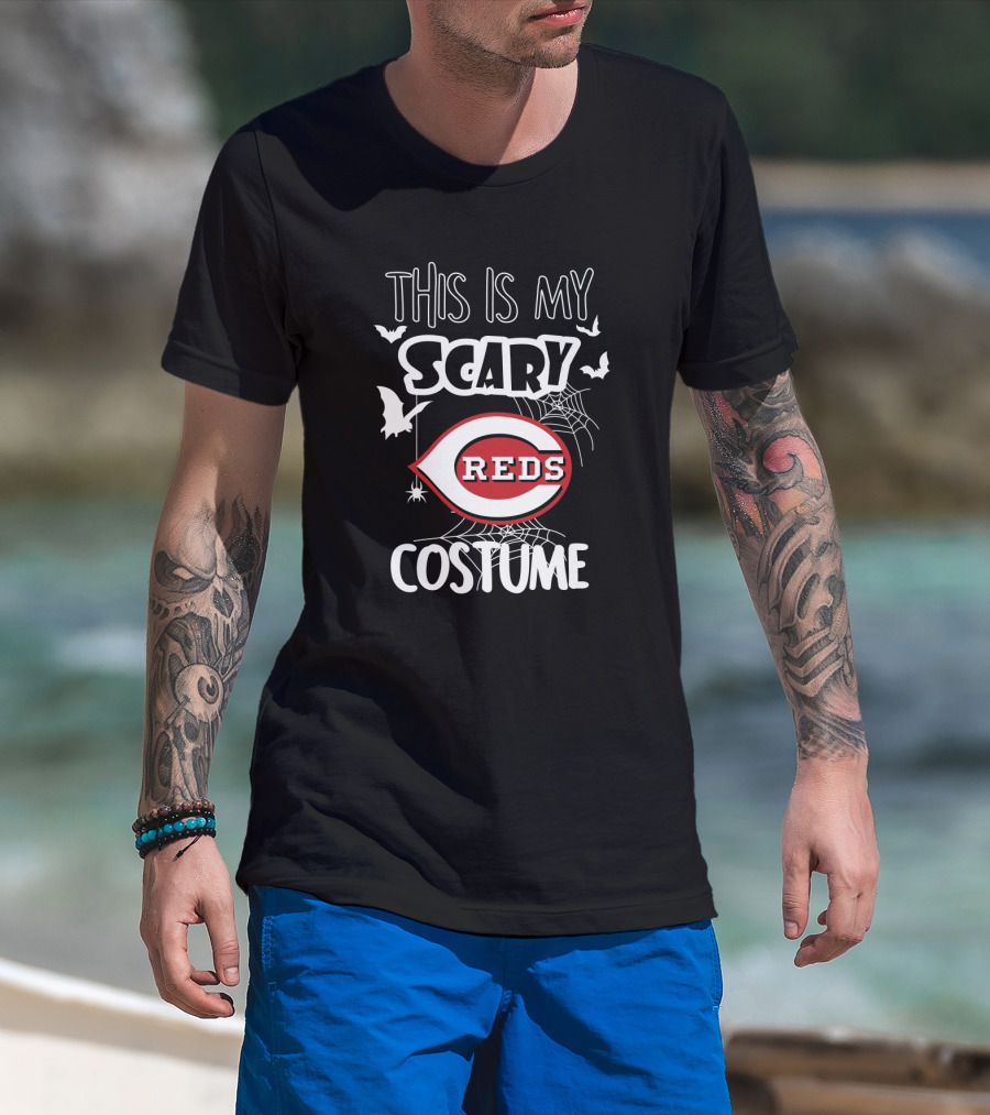 This Is My Scary Cincinnati Reds Costume Halloween-Themed Spiders Bats T-Shirt