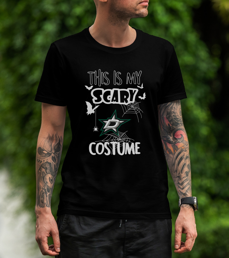 This Is My Scary Costume Dallas Stars Logo Bat Spider Web Halloween T-Shirt