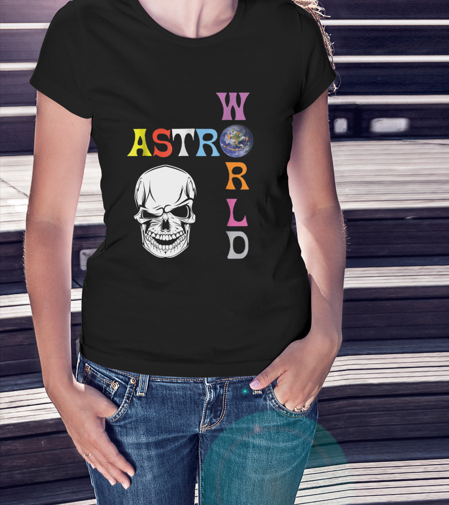 Astroworld Lettering Skull Earth Graphic Travis Scott T-Shirt