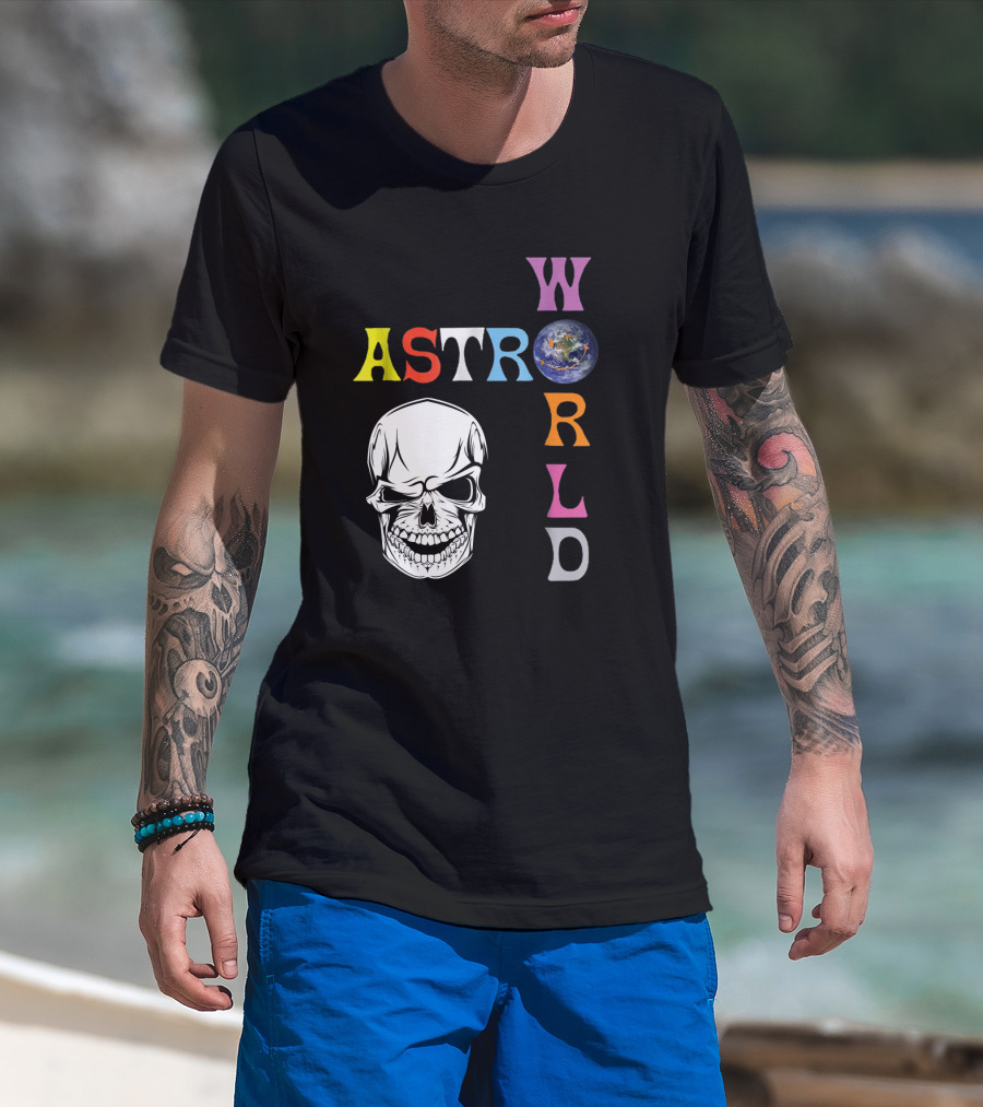 Astroworld Lettering Skull Earth Graphic Travis Scott T-Shirt