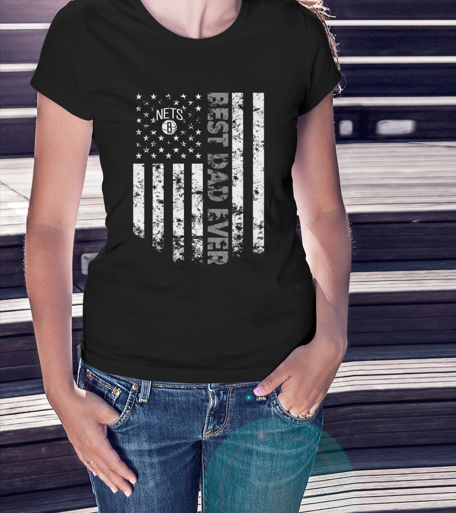Brooklyn Nets Best Dad Ever Vertical Flag T-Shirt