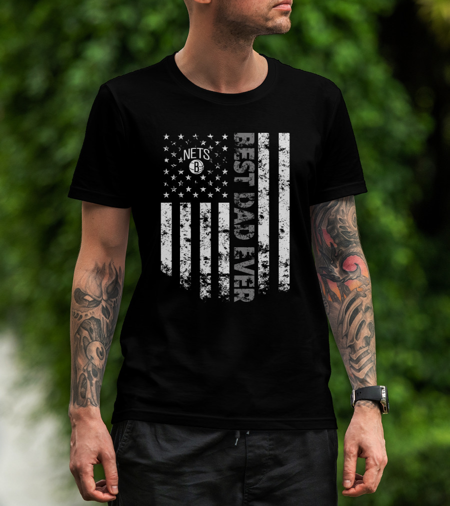 Brooklyn Nets Best Dad Ever Vertical Flag T-Shirt