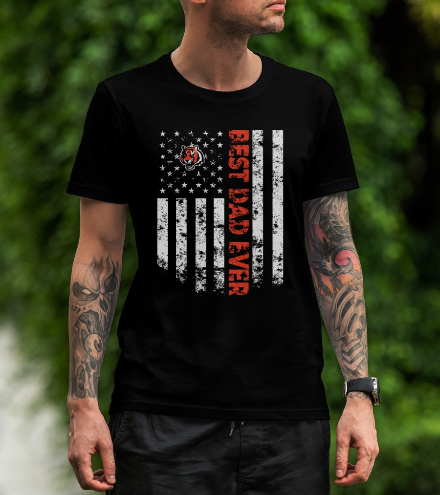 Cincinnati Bengals Best Dad Ever Usa Flag T-Shirt