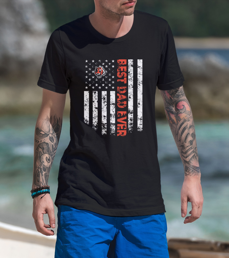 Cincinnati Bengals Best Dad Ever Usa Flag T-Shirt