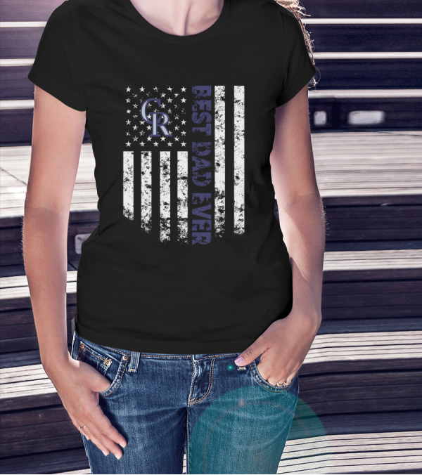 Colorado Rockies Best Dad Ever Flag T-Shirt