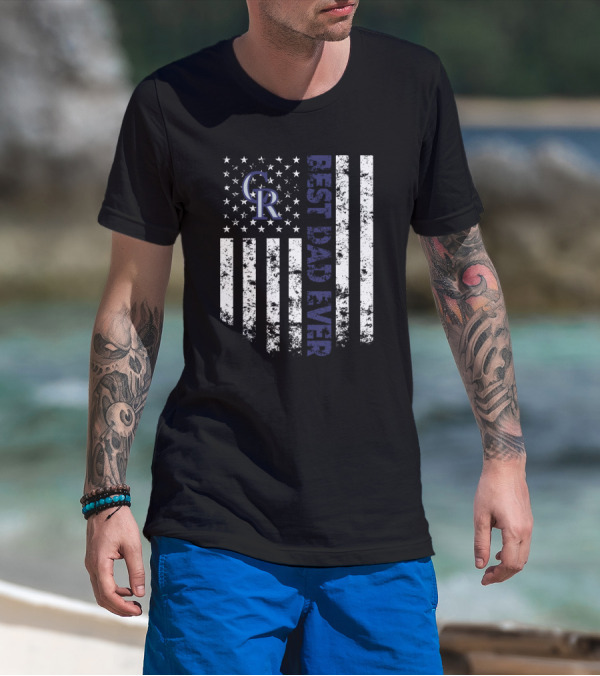 Colorado Rockies Best Dad Ever Flag T-Shirt
