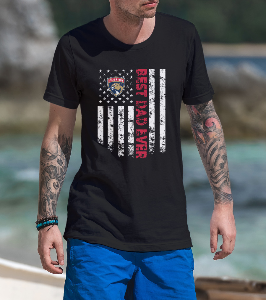 Florida Panthers Best Dad Ever American Flag Patriotic T-Shirt