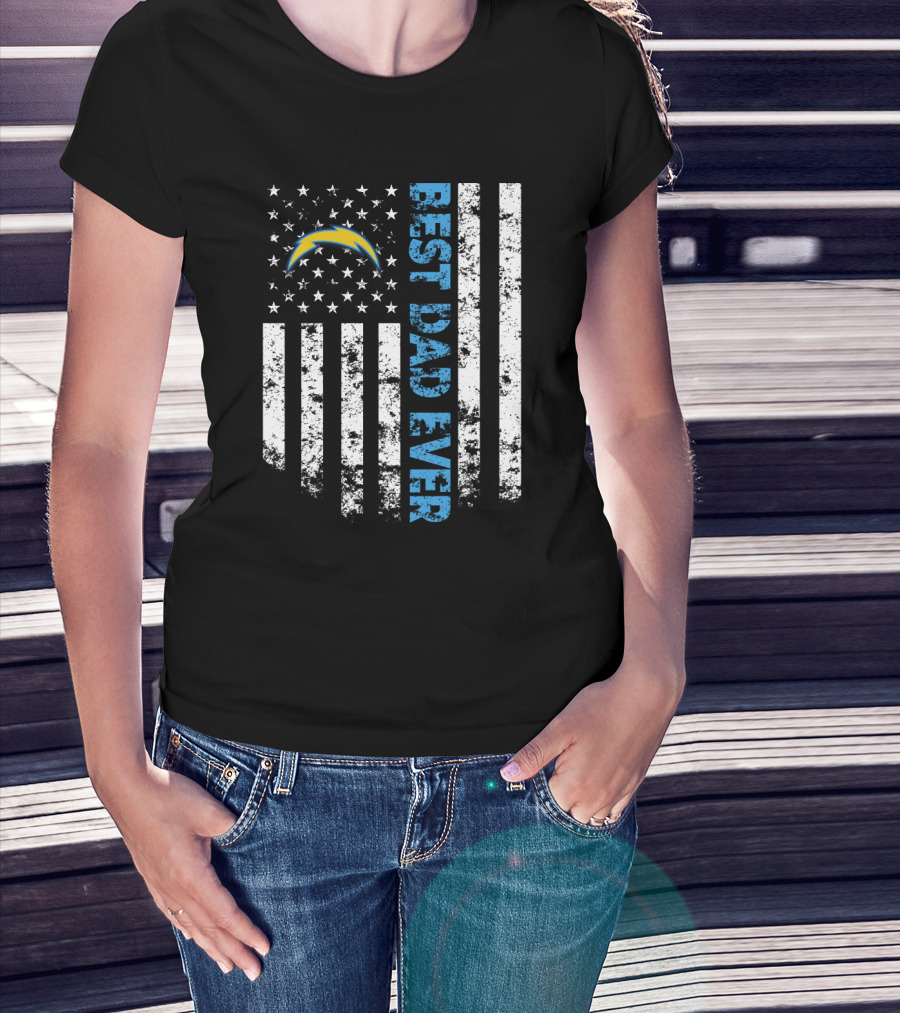 Los Angeles Chargers Best Dad Ever American Flag Stars And Stripes T-Shirt