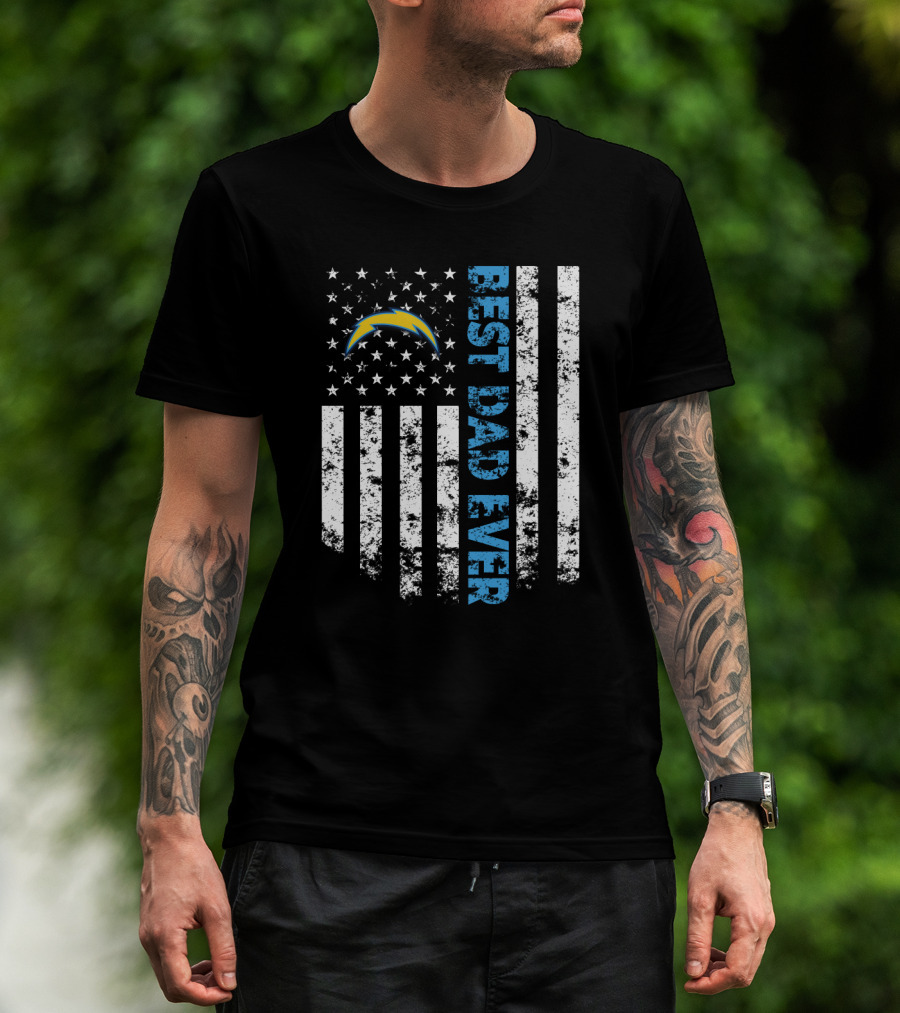 Los Angeles Chargers Best Dad Ever American Flag Stars And Stripes T-Shirt
