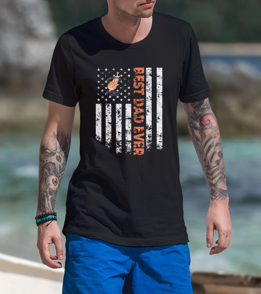 Best Miami Heat Dad Ever Flag Vertical Stripes T-Shirt
