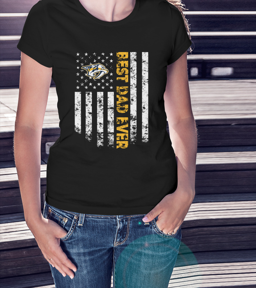 Best Dad Ever Nashville Predators Fan Flag T-Shirt