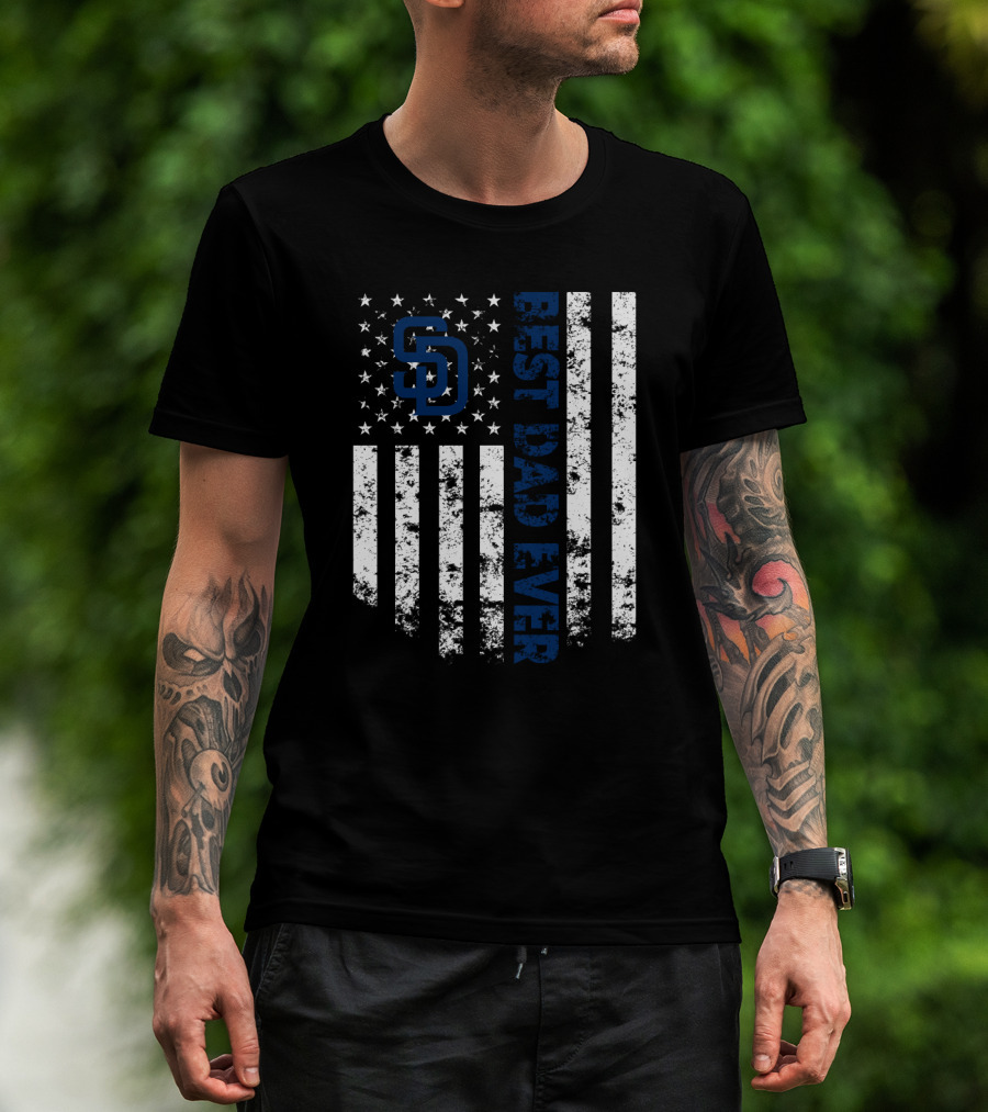 Best Dad Ever San Diego Padres American Flag T-Shirt