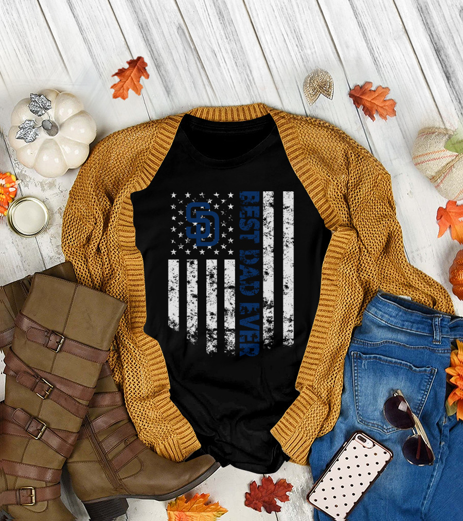 Best Dad Ever San Diego Padres American Flag T-Shirt