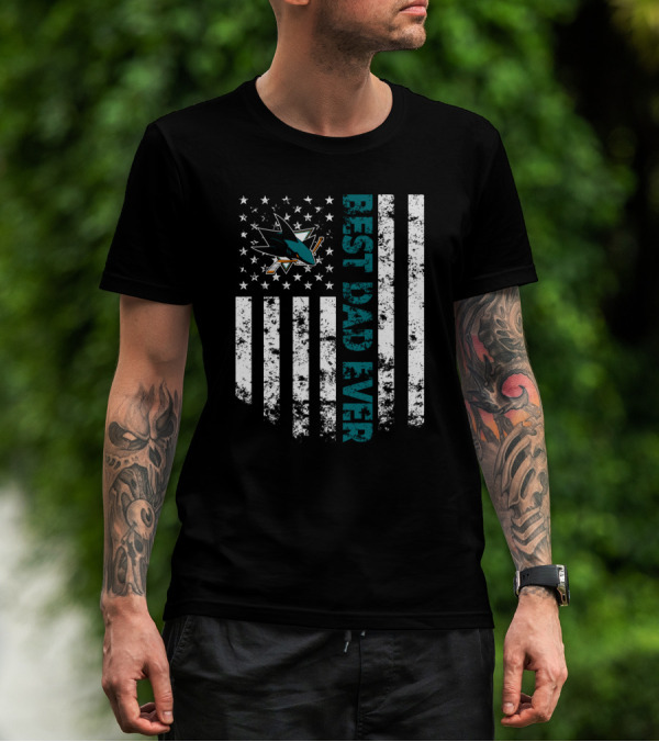 Best Dad Ever San Jose Sharks American Flag T-Shirt