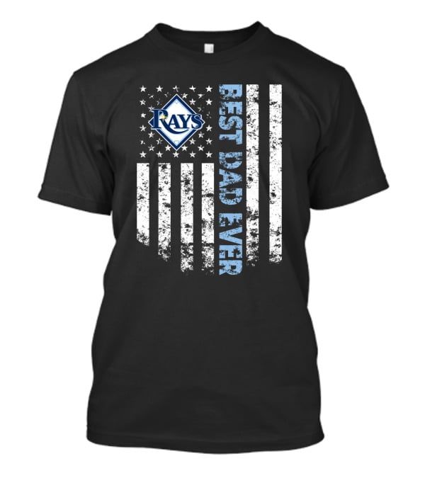 Rays Logo Best Dad Ever With American Flag Stripes T-Shirt