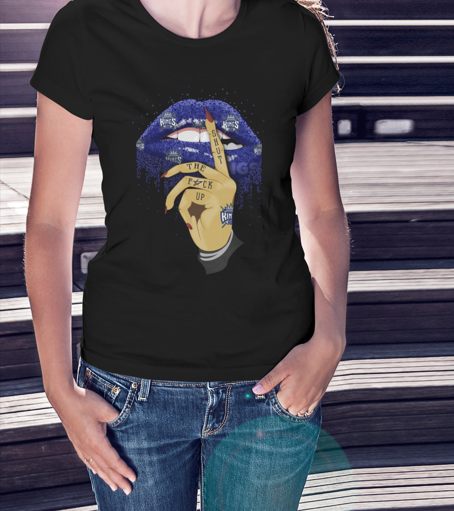 Sacramento Kings Lip Shut Up Hand Gesture T-Shirt