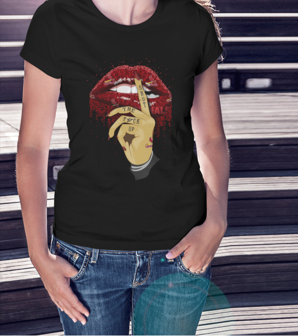 St Louis Cardinals Glitter Lips Shut Up Fan T-Shirt