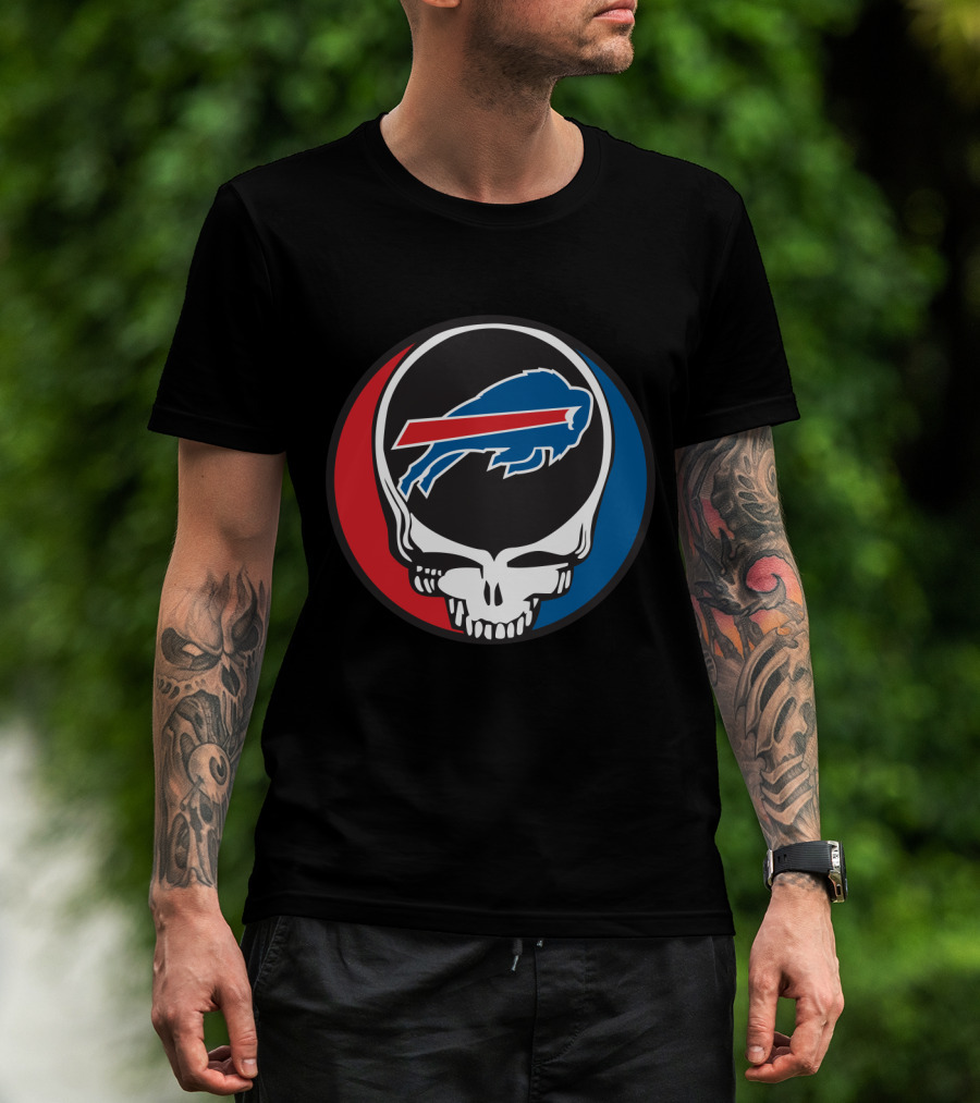 Buffalo Bills Grateful Dead Fan Skull Buffalo Logo Mark T-Shirt
