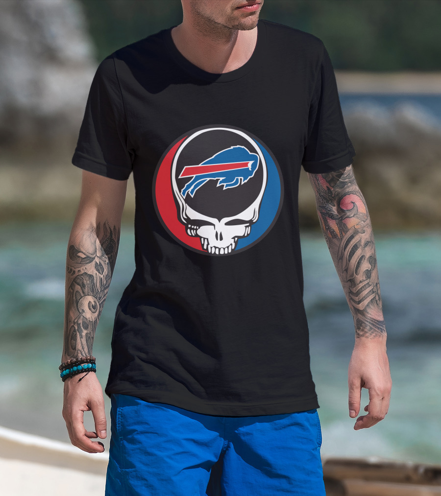 Buffalo Bills Grateful Dead Fan Skull Buffalo Logo Mark T-Shirt