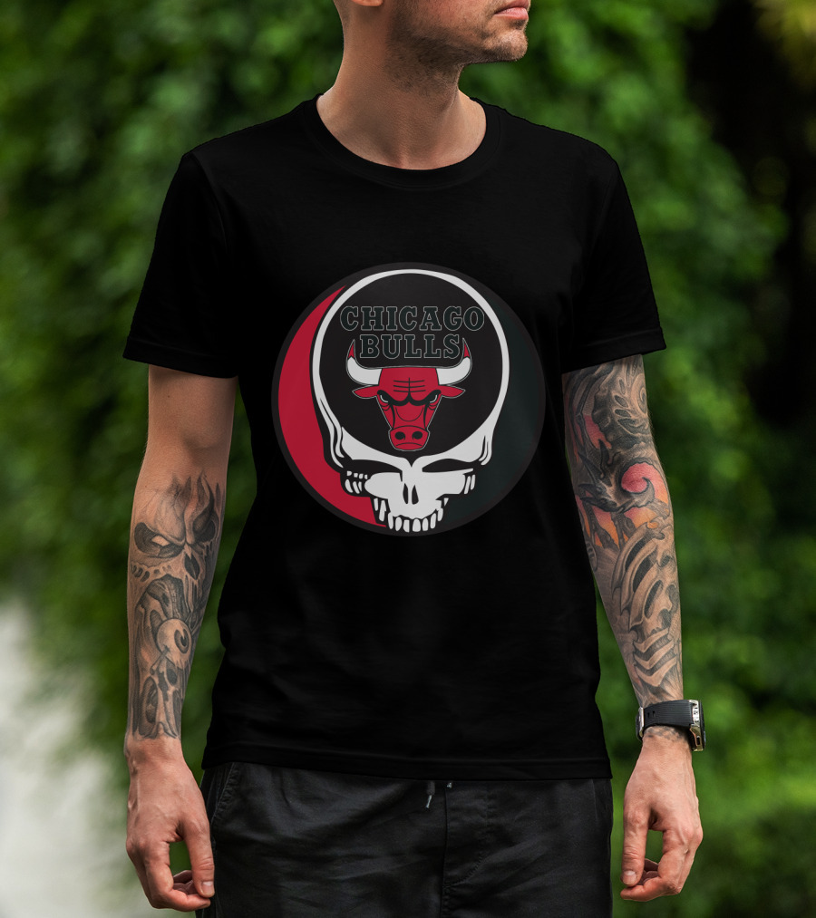 Grateful Dead Skull With Chicago Bulls T-Shirt