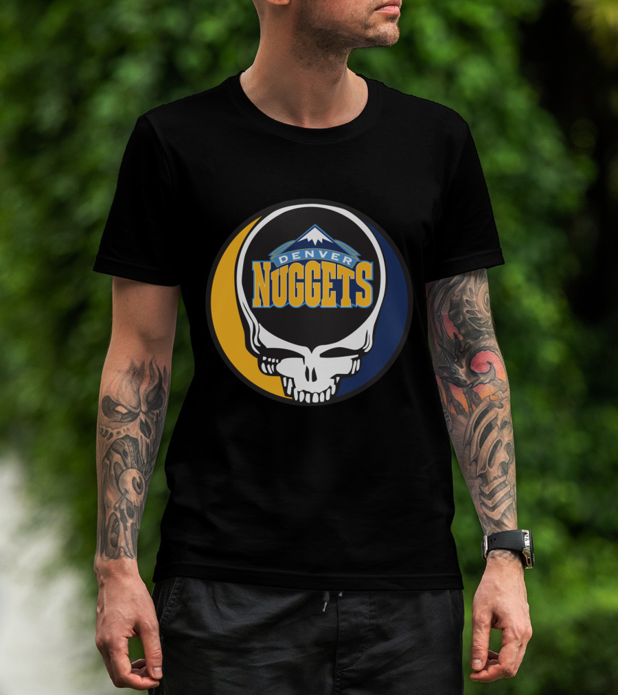 Denver Nuggets Grateful Dead Skull Logo With Mountain Symbol T-Shirt