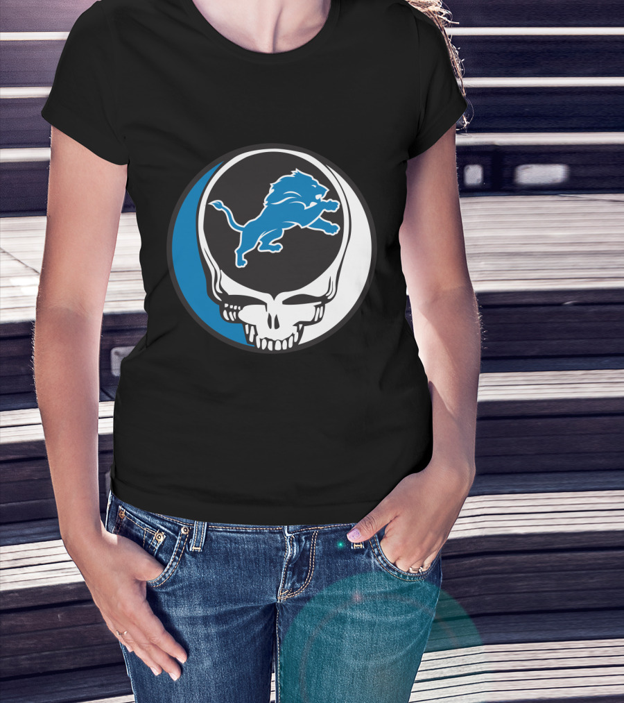 Detroit Lions Fans Grateful Dead Logo Fusion T-Shirt