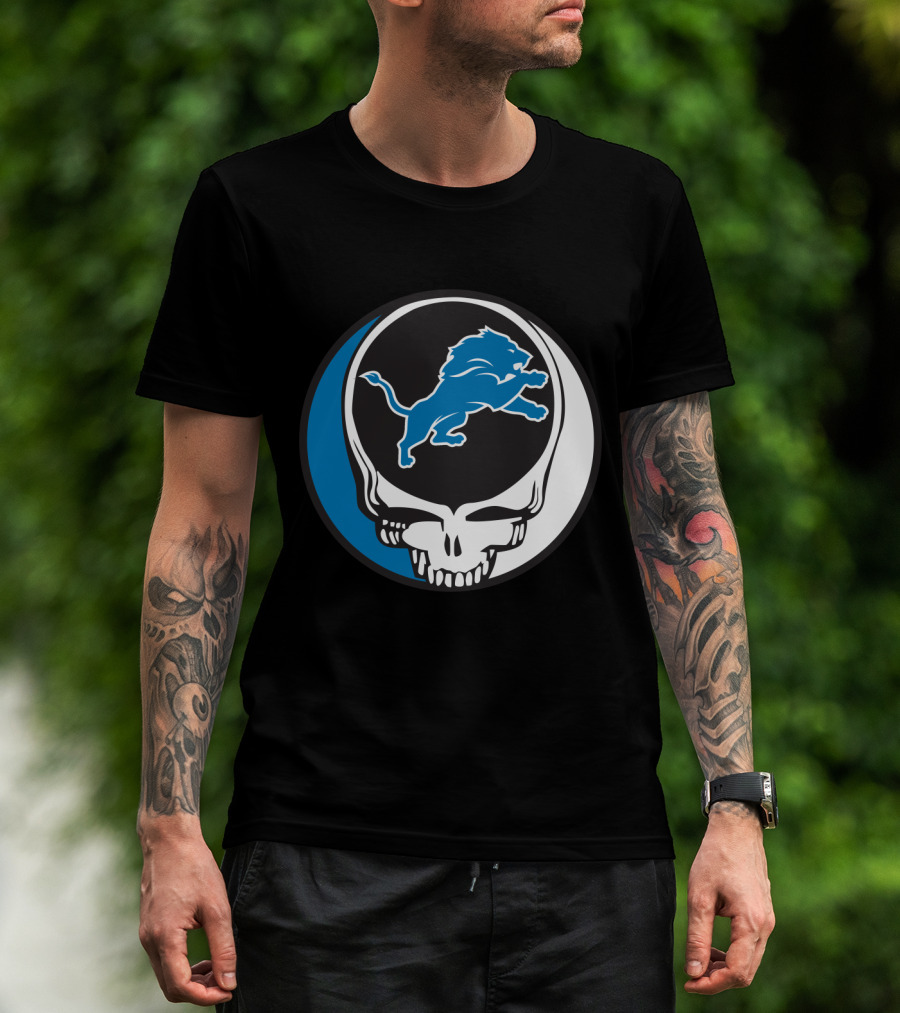 Detroit Lions Fans Grateful Dead Logo Fusion T-Shirt