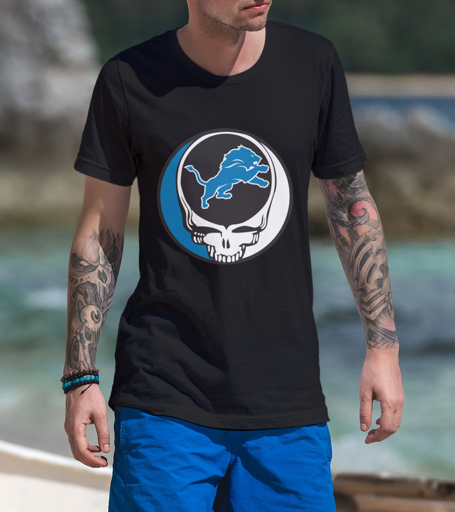 Detroit Lions Fans Grateful Dead Logo Fusion T-Shirt