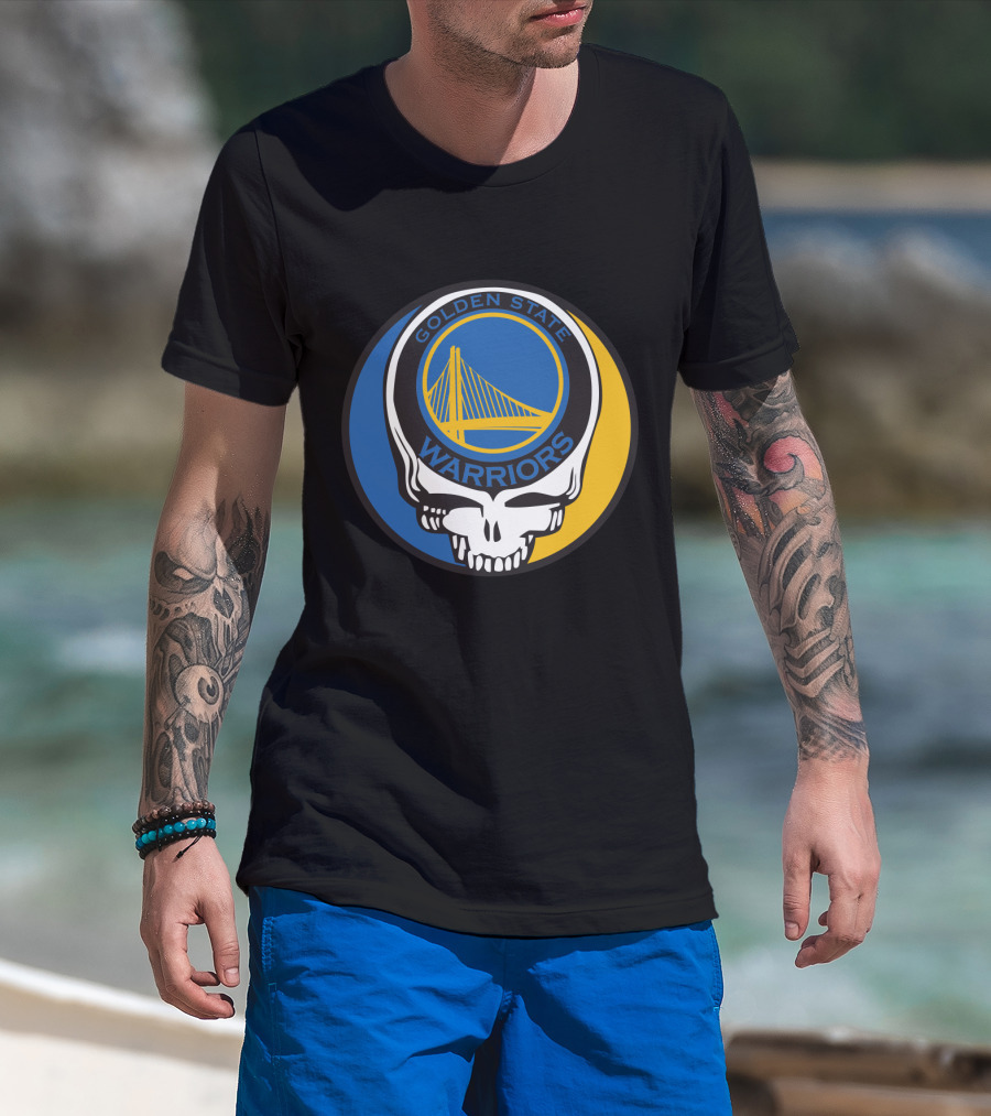 Golden State Warriors Grateful Dead Skull Bridge T-Shirt