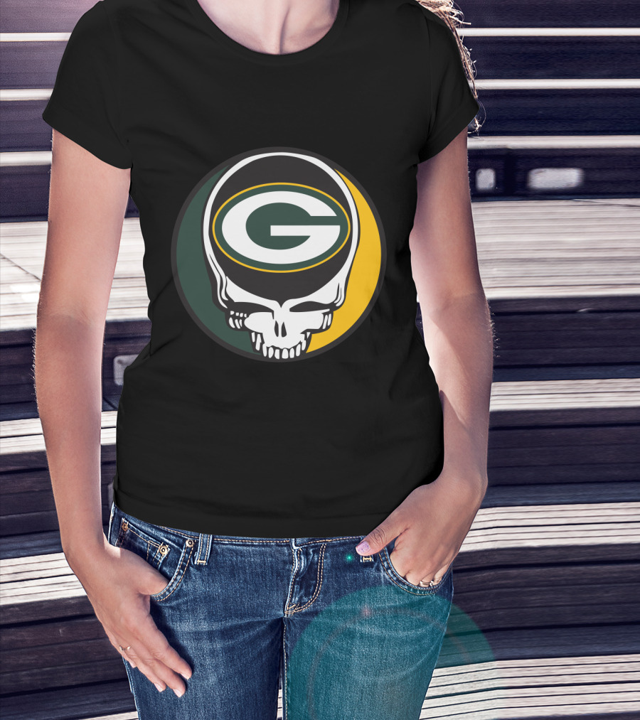 Grateful Dead Green Bay Packers Skull Logo Fans T-Shirt