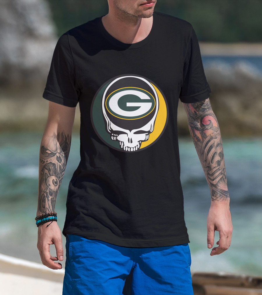 Grateful Dead Green Bay Packers Skull Logo Fans T-Shirt